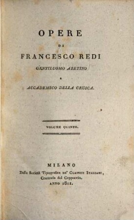 Opere. Vol. 5, Lettere di Francesco Redi