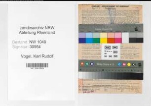 Entnazifizierung Karl Rudolf Vogel , geb. 29.10.1905 (Masseur)