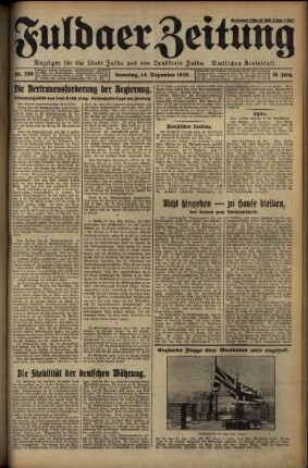 Erste Ausgabe vom Samstag, den 14. Dezember 1929.