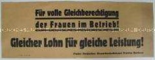 Maueranschlag mit einer Propaganda-Losung des FDGB