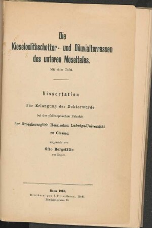 Die Kieseloolithschotter- und Diluvialterrassen des unteren Moseltales