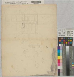 Brünninghausen (Dortmund) Schloß Herrenhaus Fassade, Portal Anf. 19.Jh. o.M. 25 x 39 Skizze Romberg