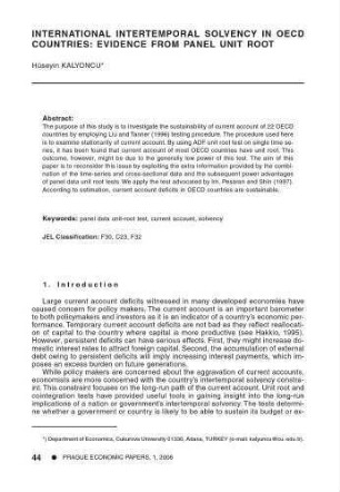 International Intertemporal Solvency in OECD Countries: Evidence from Panel Unit Root