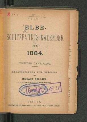 2.1884: Elbe-Schifffahrts-Kalender