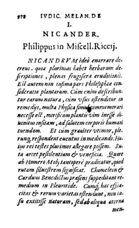 I. Nicander. Philippus in Miscell. Riccii.