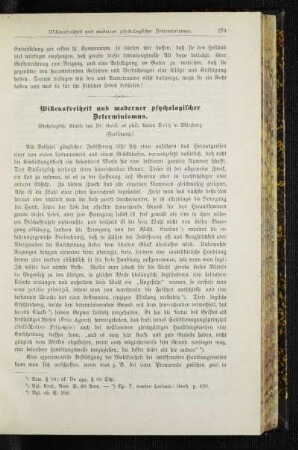 Willensfreiheit und moderner psychologischer Determinismus : psychologische Studie ; (Fortsetzung)