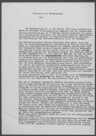 Haubersbronn: Visitationsbericht 1935
