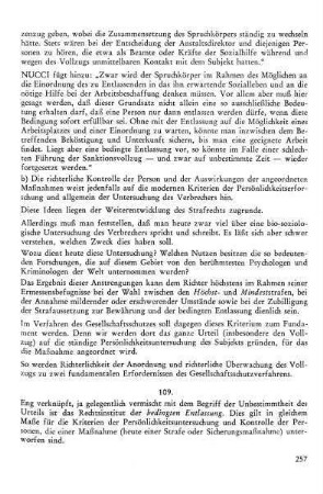 109. Die bedingte Entlassung