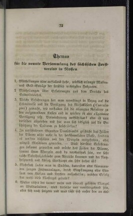Themas für die neunte Versammlung des sächsischen Forstvereins in Nossen