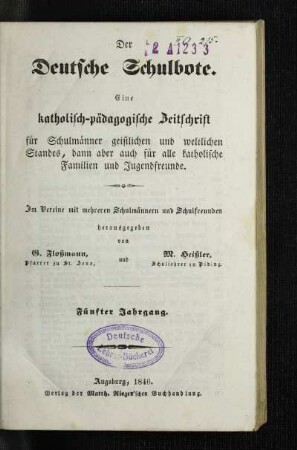 5: Der Deutsche Schulbote - 5. 1846