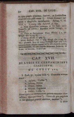 Cap. XVII. De Ludis Et Certaminibus Graecorum. De Cursu &c. – Cap. XVIII. De Disco