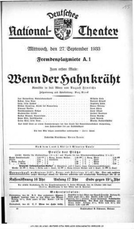 Wenn der Hahn kräht
