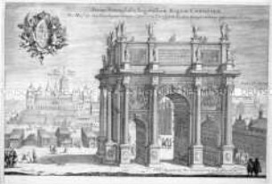 Stockholm 1650, Triumphbogen, anlässlich der Krönung der Königin Christine 1650 errichtet