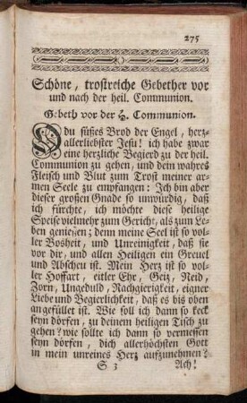 Schöne, trostreiche Gebether vor und nach der heil. Communion