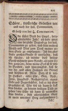 Schöne, trostreiche Gebether vor und nach der heil. Communion