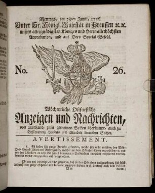 No. 26. Montags, den 28ten Junii, 1756.