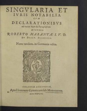 Singularia et iuris notabilia cum declarationibus