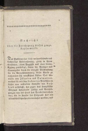 Nachricht über die Fortsetzung dieses geogr. Kupferwerks.