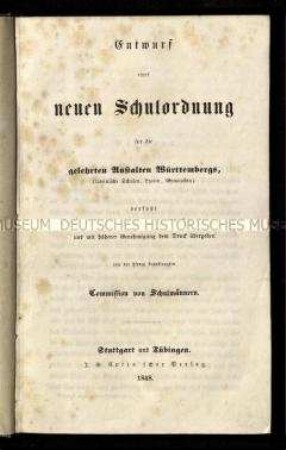 Ordnung für die höheren Schulen des Königreichs Württemberg