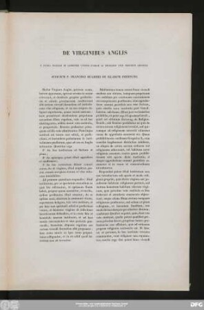De Virginibus Anglis E Patria Profugis Et Communem Vivendi Formam Ac Religinsae Vitae Proximam Amplexis.