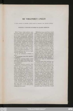 De Virginibus Anglis E Patria Profugis Et Communem Vivendi Formam Ac Religinsae Vitae Proximam Amplexis.