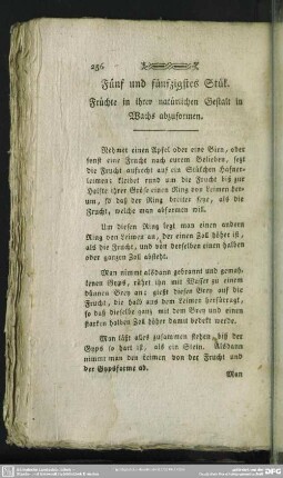 Fünf und fünfzigstes Stük. Früchte in ihrer natürlichen Gestalt in Wachs abzuformen