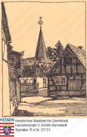 Ernsthofen im Odenwald, Kirche / Blick auf die Kirche