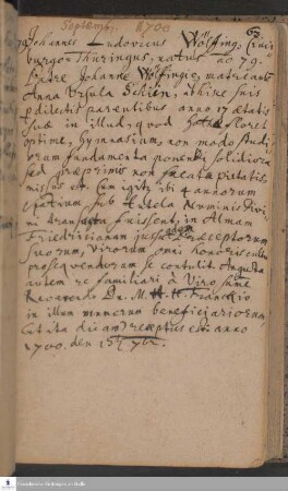 Lebenslauf von Johannes Ludwig Wölffing.