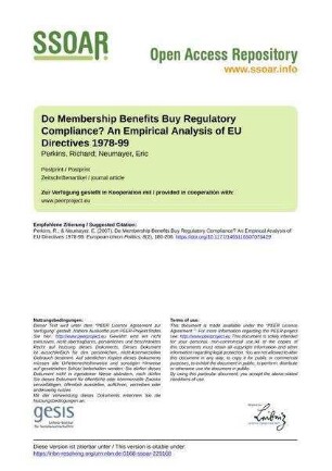 Do Membership Benefits Buy Regulatory Compliance? An Empirical Analysis of EU Directives 1978-99