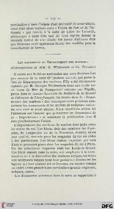 1918/19: Les documents du Département des Marbres