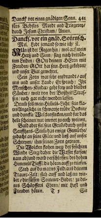 Dancksagung vor ein gnädigen Sonenschein.