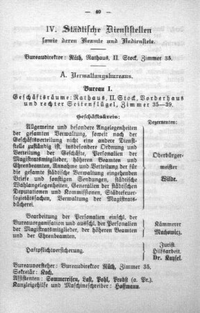 III. Städtische Dienststellen sowie deren Beamte und Bedienstete