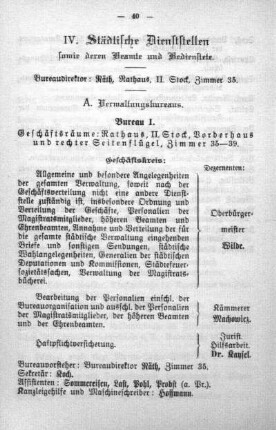 III. Städtische Dienststellen sowie deren Beamte und Bedienstete