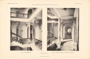 Preußisches Kultusministerium, Berlin Erweiterungsbau. Geschäftsgebäude für das Ministerium der geistlichen, Unterrichts- und Medizinalangelegenheiten: Innenansichten Haupttreppenhaus EG, 1.OG (aus: Atlas zur Zeitschrift für Bauwesen, hrsg. v. Ministerium der öffentlichen Arbeiten, Jg. 54, 1904)
