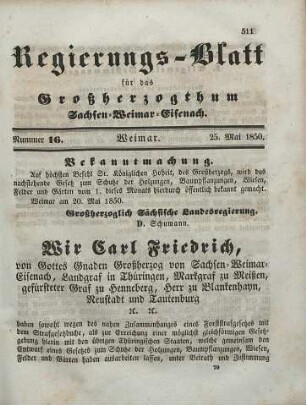 Nr. 16 : 25. Mai 1850