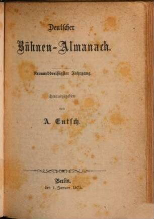 Deutscher Bühnenalmanach. 39. 1875