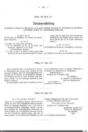 Beilagen zu Protokoll, 88. Sitzung