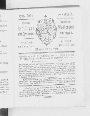 17tes Stück., Ausgabe vom 23. April 1783