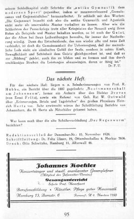 Das nächste Heft.