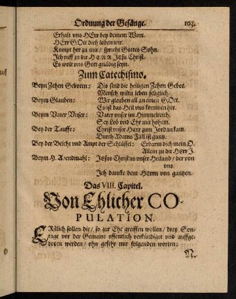 103-114, VIII. Von Ehlicher Copulation.