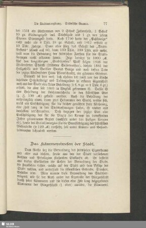 Das Kämmereiwesen der Stadt