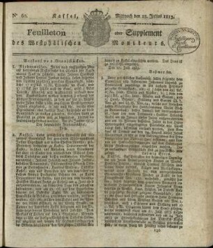 No. 60, Mittwoch den 28. Julius 1813