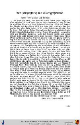Ein Feldpostbrief ins Markgräflerland an Hermann Burte