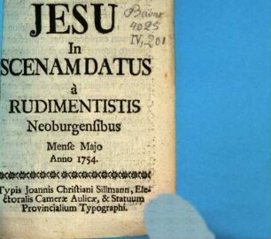 Triumphus Nominis Jesu in Scenam datus a Rudimentistis : [Periocha]
