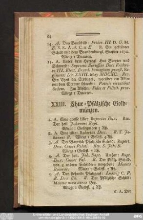 XXIII. Chur-Pfälzische Goldmünzen.