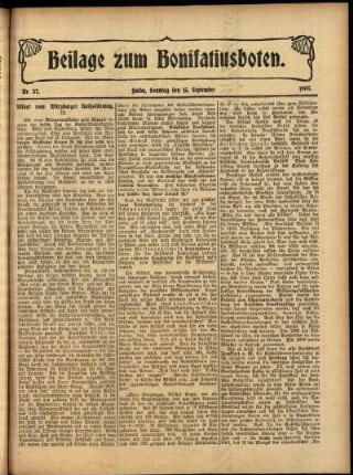 Zweite Ausgabe vom Sonntag, den 15. September 1907.