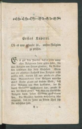 Erstes Kapitel. Ob es uns erlaubt sei, unsere Religion zu prüfen