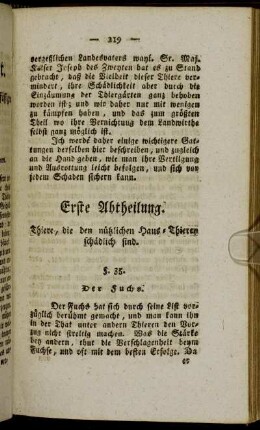 Erste Abtheilung. Thiere, die den nützlichen Haus-Thieren schädlich sind,.