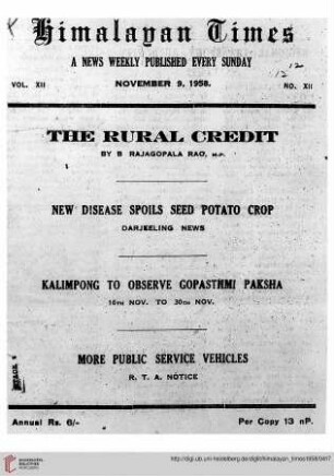 No. XII (09 November 1958)