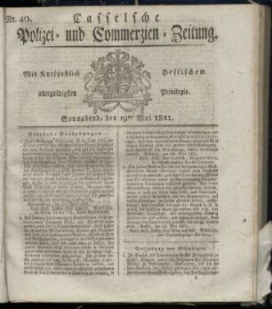Nr. 40, Sonnabend den 19ten Mai. 1821